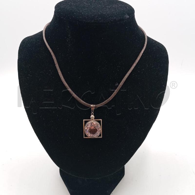 COLLANA FILO MA CIONDOLO PUNTO LUCE GRANMDE LILLA ARGENTATO | Mercatino dell'Usato Roma viale tirreno 1