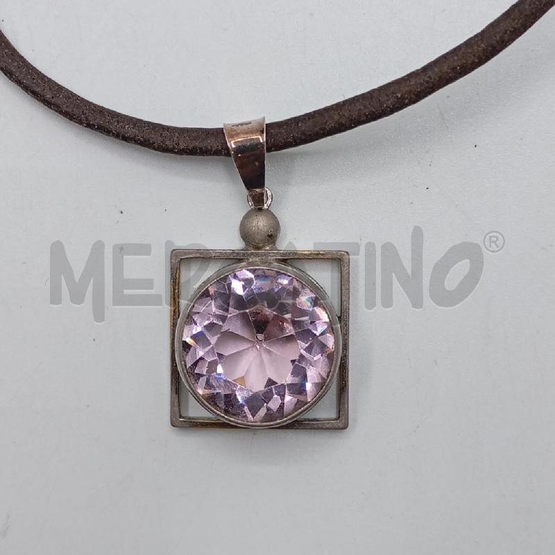 COLLANA FILO MA CIONDOLO PUNTO LUCE GRANMDE LILLA ARGENTATO | Mercatino dell'Usato Roma viale tirreno 3