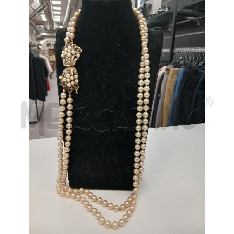 COLLANA L'OFFICIEL DOPPIO FILO PERLE CREMA CHIUS GI STRASS BI NE  | Mercatino dell'Usato Roma viale tirreno 1