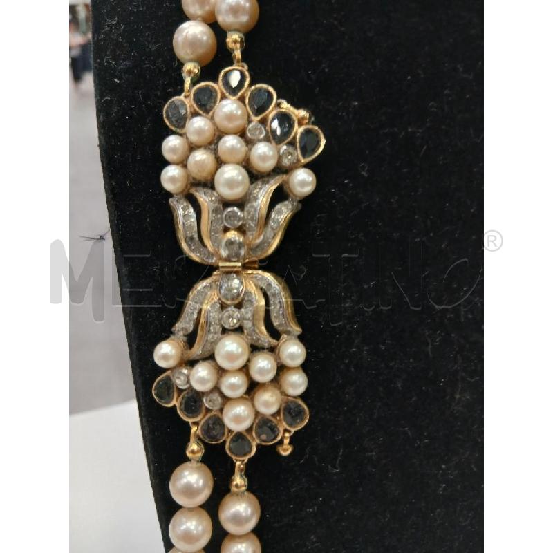 COLLANA L'OFFICIEL DOPPIO FILO PERLE CREMA CHIUS GI STRASS BI NE  | Mercatino dell'Usato Roma viale tirreno 2