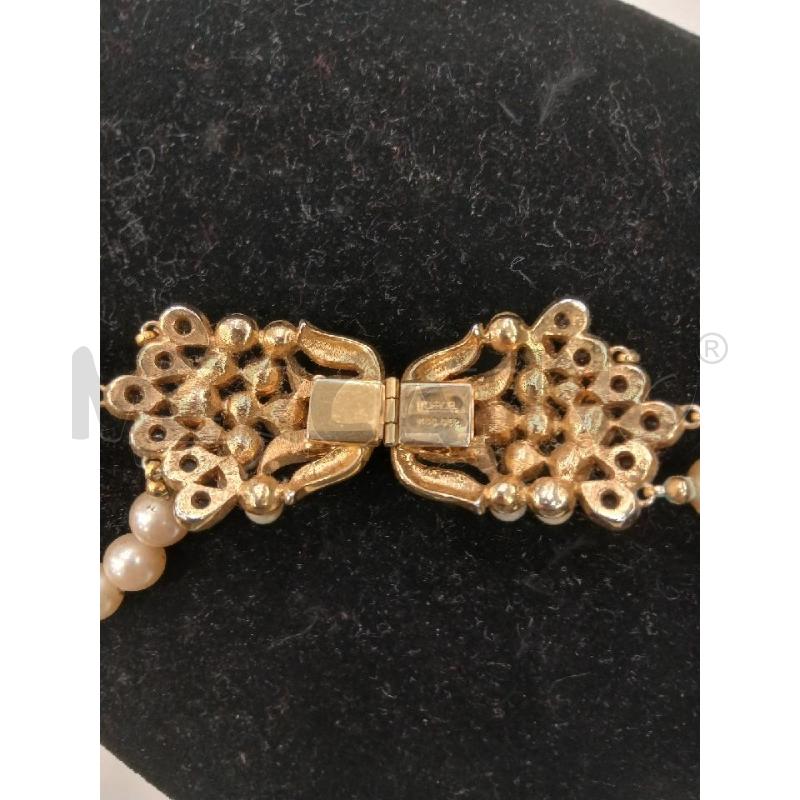 COLLANA L'OFFICIEL DOPPIO FILO PERLE CREMA CHIUS GI STRASS BI NE  | Mercatino dell'Usato Roma viale tirreno 3