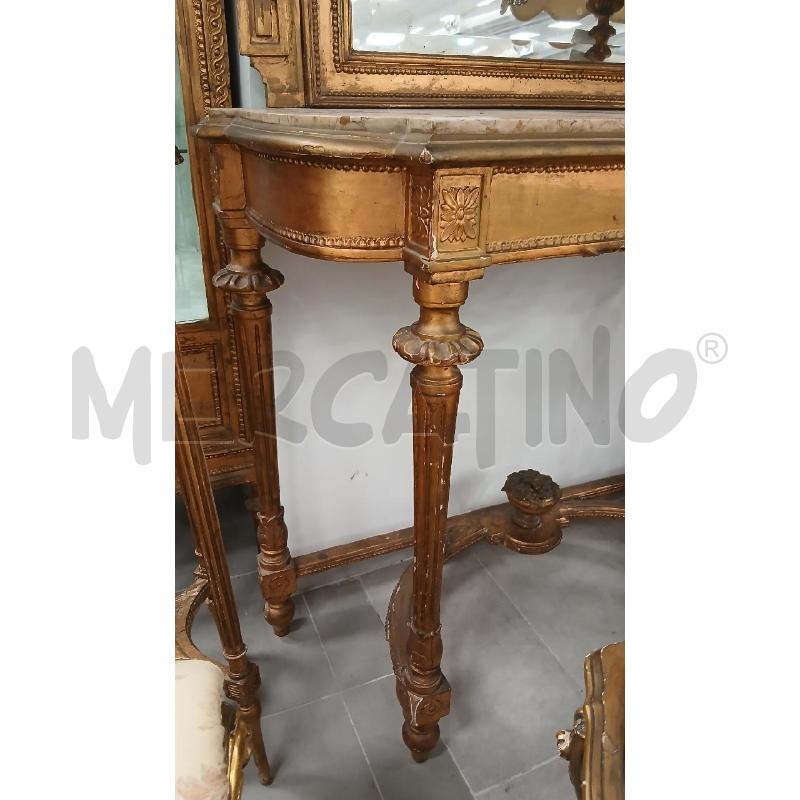CONSOLLE DORATA C/SPECCHIERA RILIEVO DIPINTO A MANO | Mercatino dell'Usato Roma viale tirreno 2