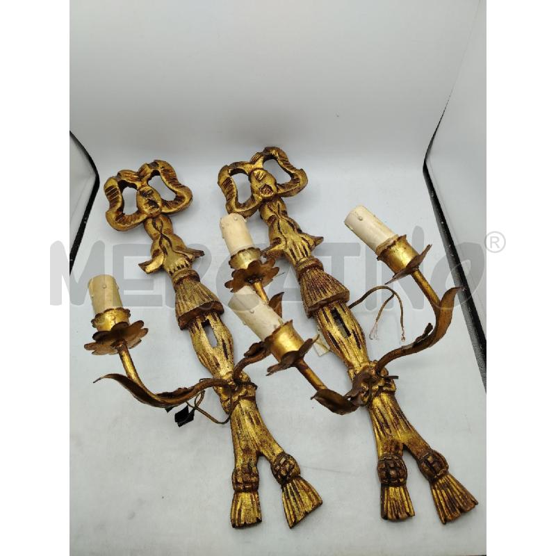 COPPIA APPLIQUE LEGNO DORATO | Mercatino dell'Usato Roma viale tirreno 1