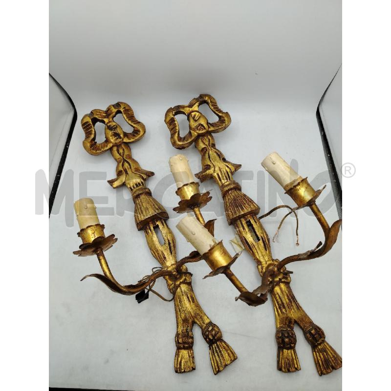 COPPIA APPLIQUE LEGNO DORATO | Mercatino dell'Usato Roma viale tirreno 2