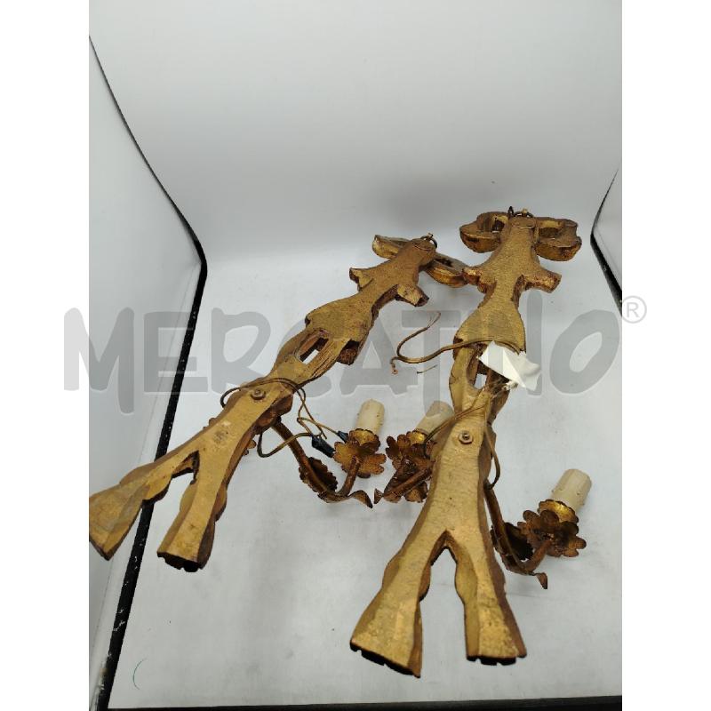 COPPIA APPLIQUE LEGNO DORATO | Mercatino dell'Usato Roma viale tirreno 3