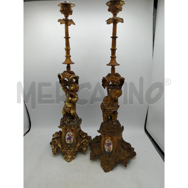 COPPIA CANDELABRI PUTTI FRANCIA OTTOCENTO | Mercatino dell'Usato Roma viale tirreno 1