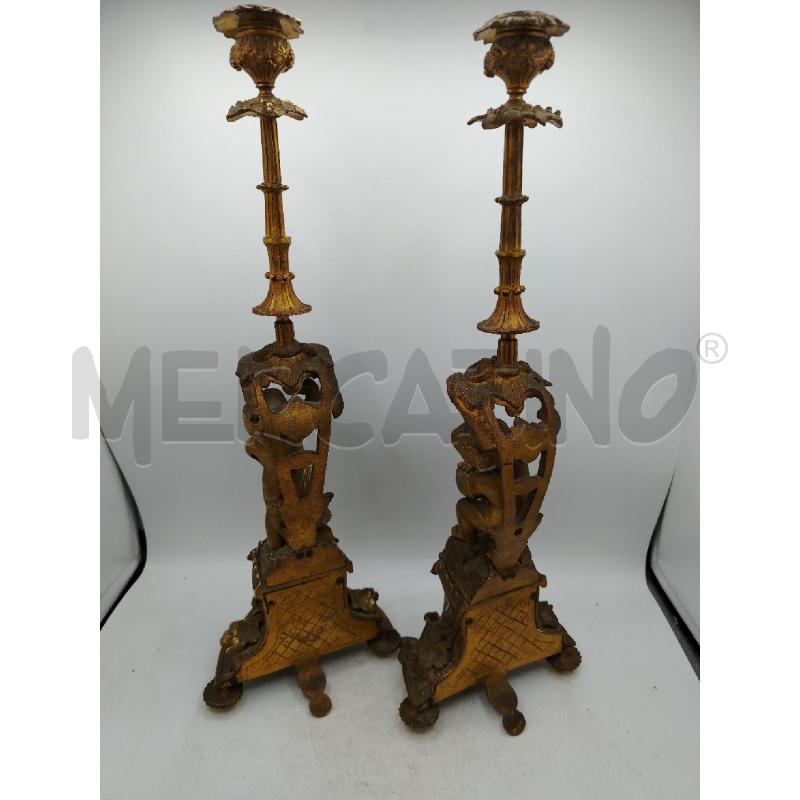 COPPIA CANDELABRI PUTTI FRANCIA OTTOCENTO | Mercatino dell'Usato Roma viale tirreno 2