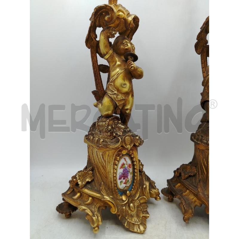 COPPIA CANDELABRI PUTTI FRANCIA OTTOCENTO | Mercatino dell'Usato Roma viale tirreno 4