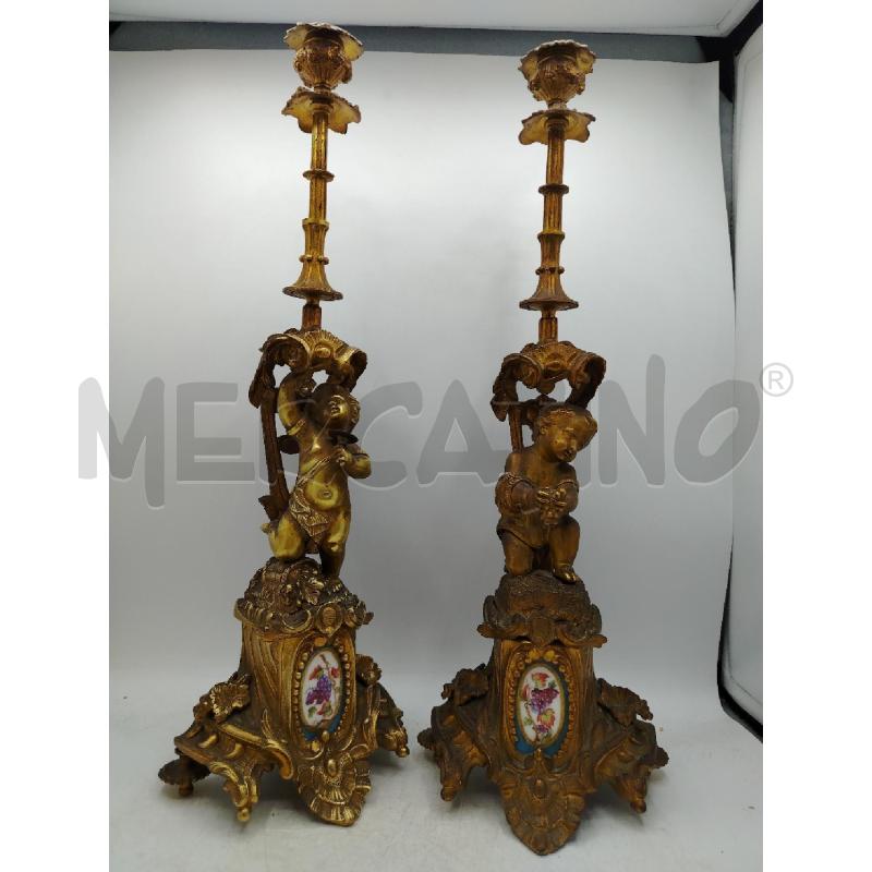 COPPIA CANDELABRI PUTTI FRANCIA OTTOCENTO | Mercatino dell'Usato Roma viale tirreno 5