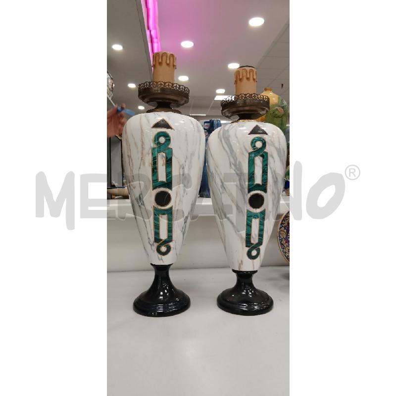 COPPIA LAMPADE BASE NERA DEC VERDE ORO DA RIV | Mercatino dell'Usato Roma viale tirreno 1