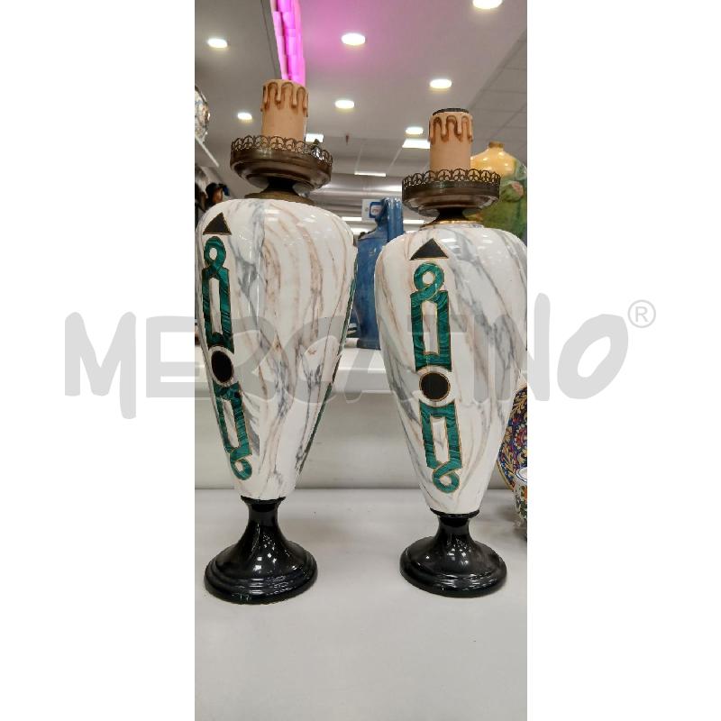 COPPIA LAMPADE BASE NERA DEC VERDE ORO DA RIV | Mercatino dell'Usato Roma viale tirreno 2