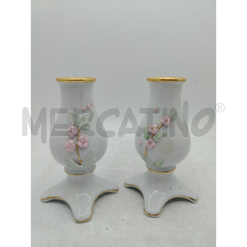 COPPIA PORTACADELA PORCELLANA FIORELLINI ROSA | Mercatino dell'Usato Roma viale tirreno 3