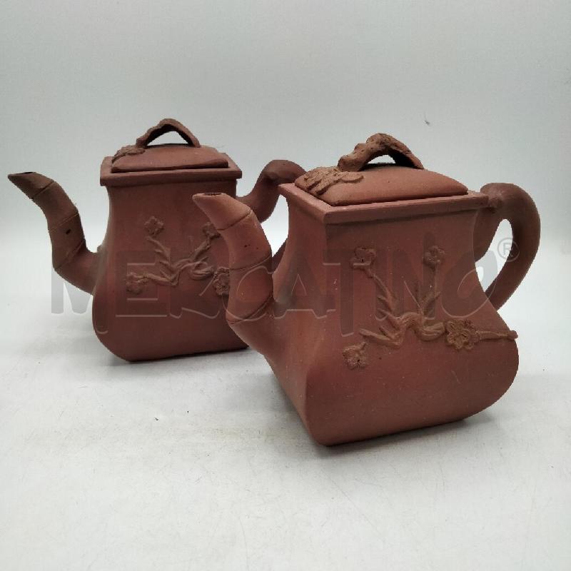 COPPIA TEIERE IN TERRACOTTA CINESE DEC FIORELLINI | Mercatino dell'Usato Roma viale tirreno 1