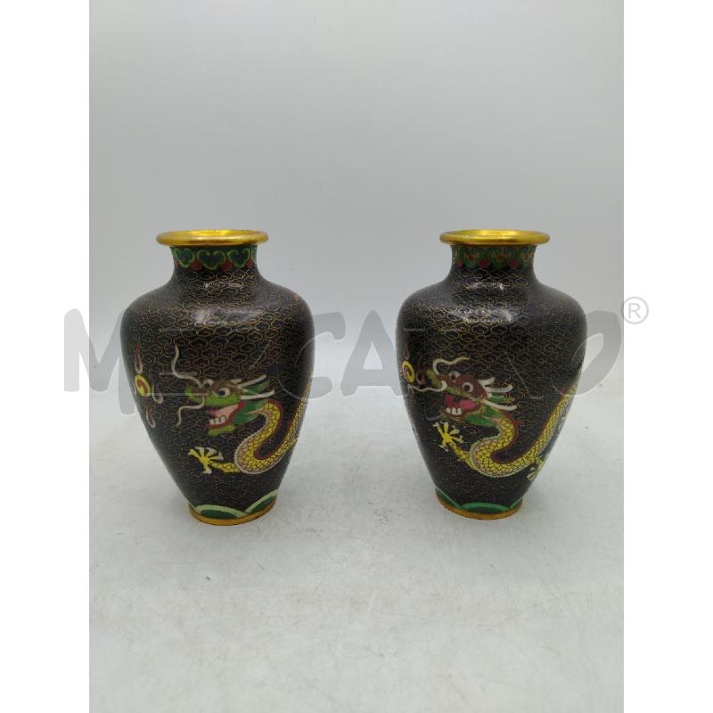 COPPIA VASETTI CLOISONNE DEC ORO DA RIV | Mercatino dell'Usato Roma viale tirreno 1