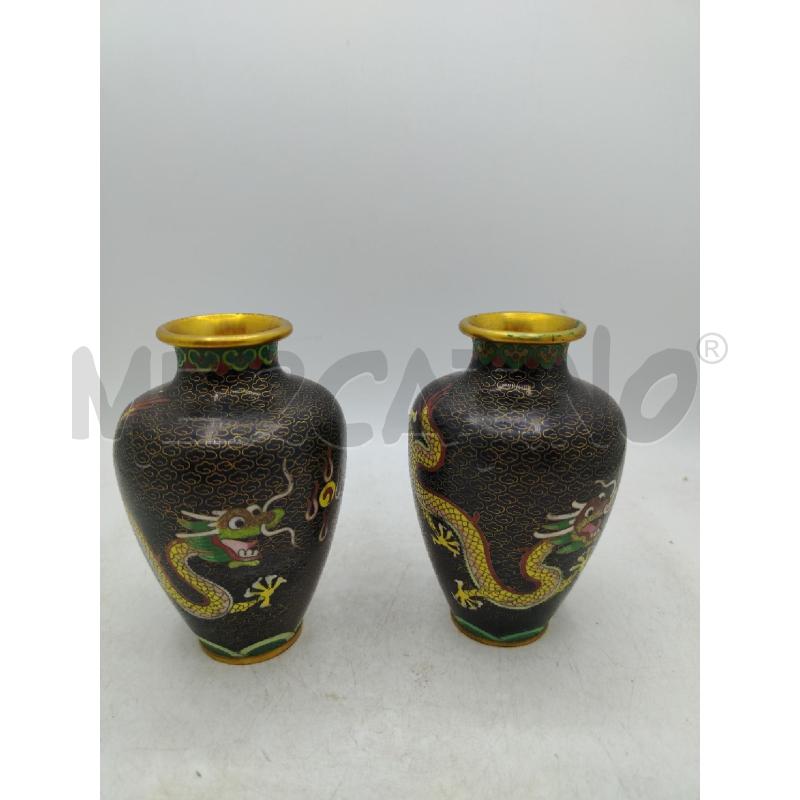 COPPIA VASETTI CLOISONNE DEC ORO DA RIV | Mercatino dell'Usato Roma viale tirreno 2
