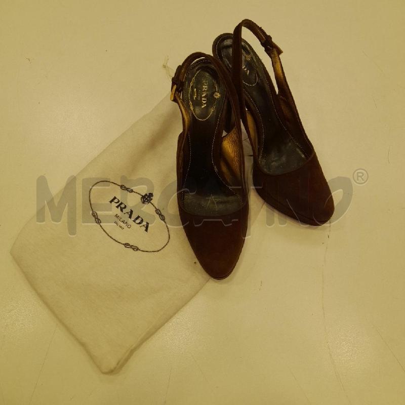 DECOLLETE PRADA MARRONE IN CAMOSCIO  | Mercatino dell'Usato Roma viale tirreno 1