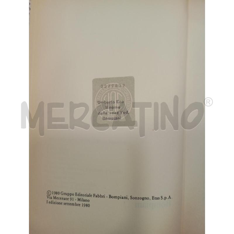 ECO IL NOME DELLA ROSA PRIMA EDIZIONE 1980 | Mercatino dell'Usato Roma viale tirreno 3