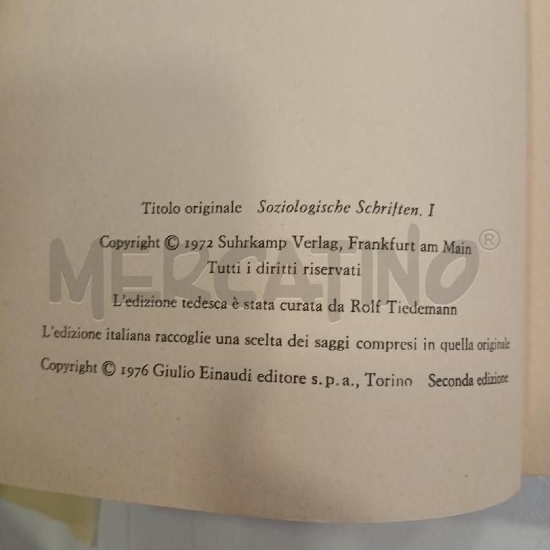 EINAUDI ADORNO SCRITTI SOCIOLOGICI | Mercatino dell'Usato Roma viale tirreno 3