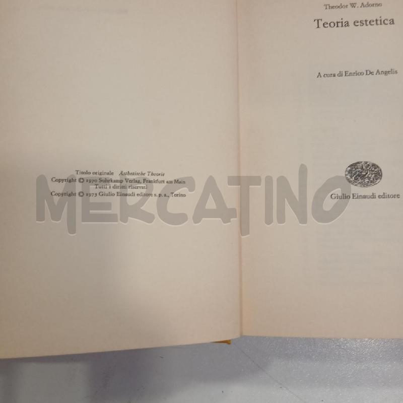 EINAUDI ADORNO TEORIA ESTETICA | Mercatino dell'Usato Roma viale tirreno 4