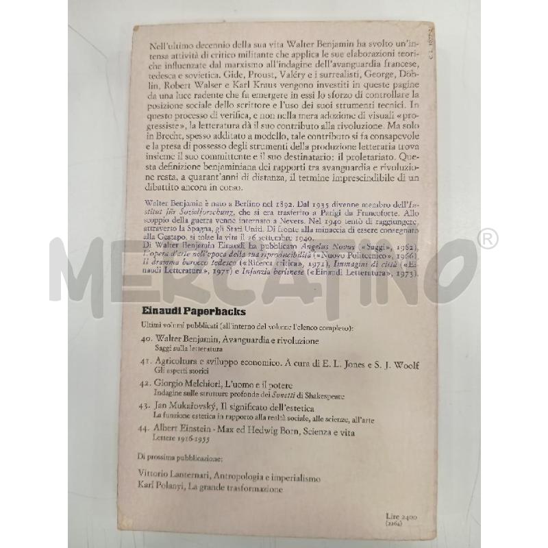 EINAUDI BENJAMIN AVANGUARDIA E RIVOLUZIONE | Mercatino dell'Usato Roma viale tirreno 2