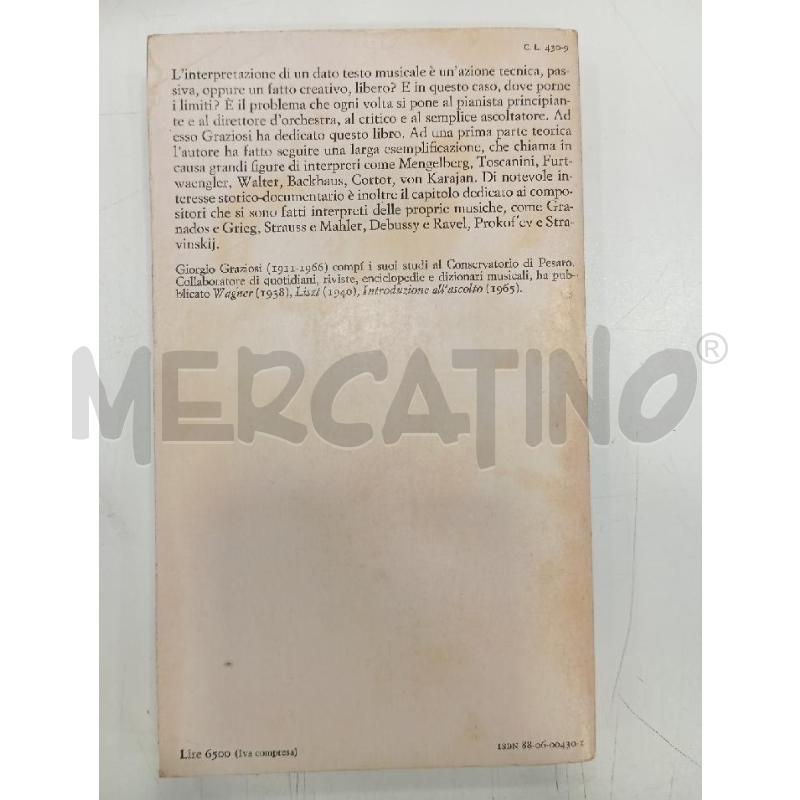 EINAUDI GRAZIOSI L'INTERPRETAZIONE MUSICALE | Mercatino dell'Usato Roma viale tirreno 2