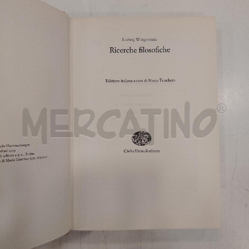 EINAUDI WITTGENSTEIN RICERCHE FILOSOFICHE | Mercatino dell'Usato Roma viale tirreno 3