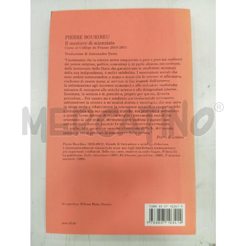 FELTRINELLI BOURDIEU IL MESTIERE DI SCIENZIATO | Mercatino dell'Usato Roma viale tirreno 2