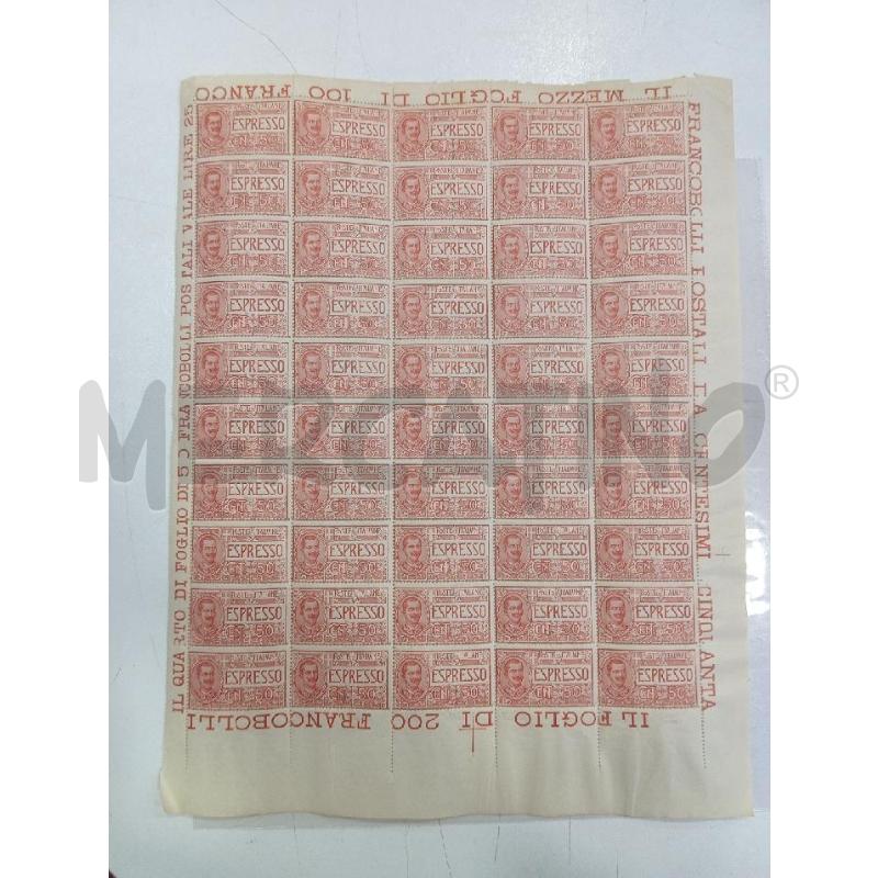 FOGLIO FRNANCOBOLLI ESPRESSO CENT.50 1920 | Mercatino dell'Usato Roma viale tirreno 1