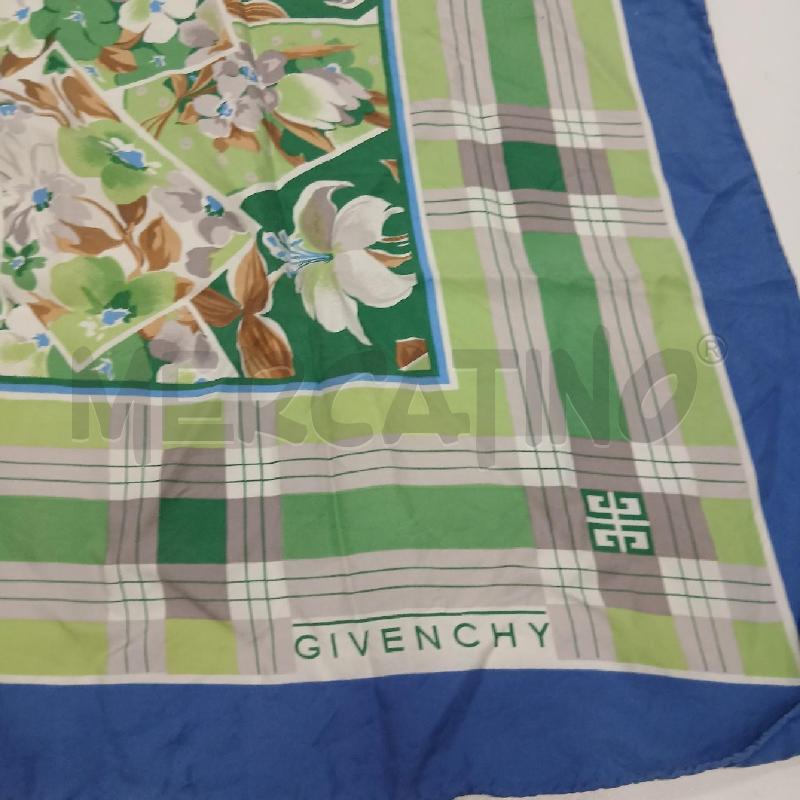 FOULARD GIVENCHY BLU/VERDE FANTASIA FLOREALE | Mercatino dell'Usato Roma viale tirreno 2