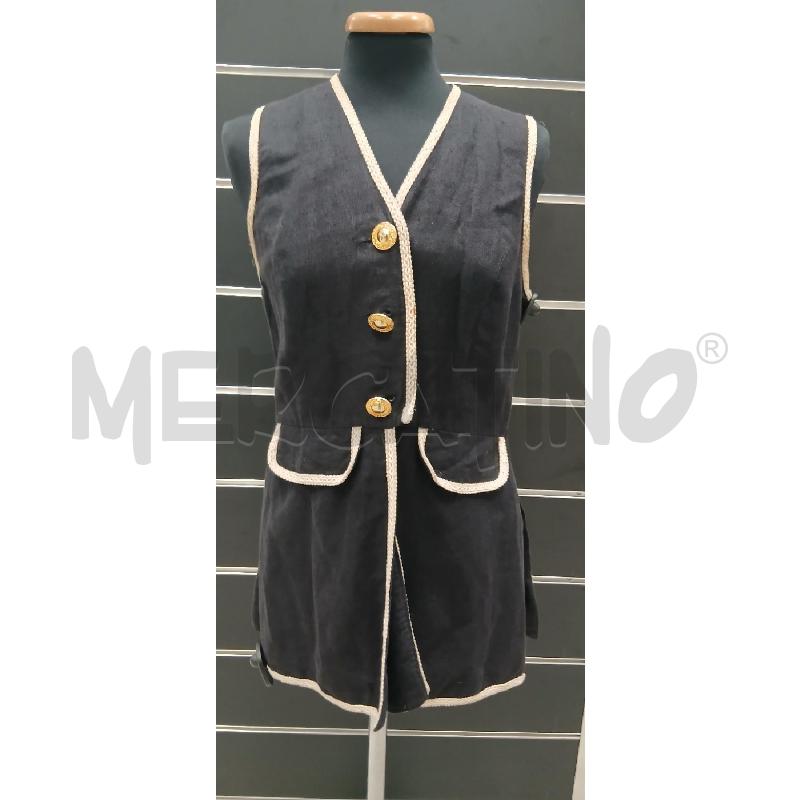 GILET D MISTO LINO BL BE BOTTONI ORO | Mercatino dell'Usato Roma viale tirreno 1