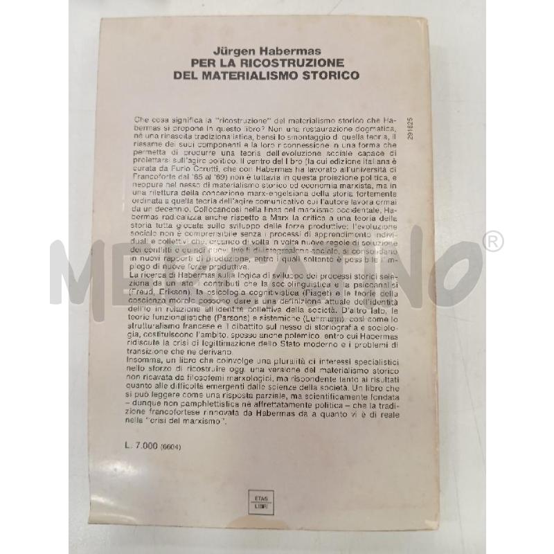 HABERMAS PER LA RICOSTRUZIONE DEL MATERIALISMO STORICO | Mercatino dell'Usato Roma viale tirreno 2