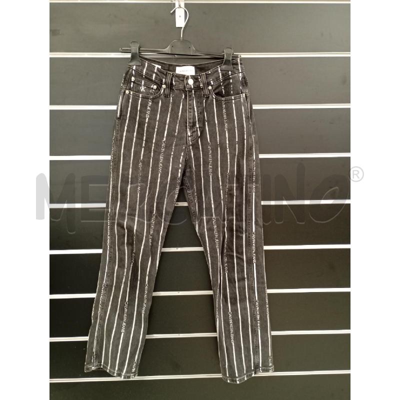JEANS D CALVIN KLEIN JEANS NERO TESSUTO STAMPATO BIANCO | Mercatino dell'Usato Roma viale tirreno 1