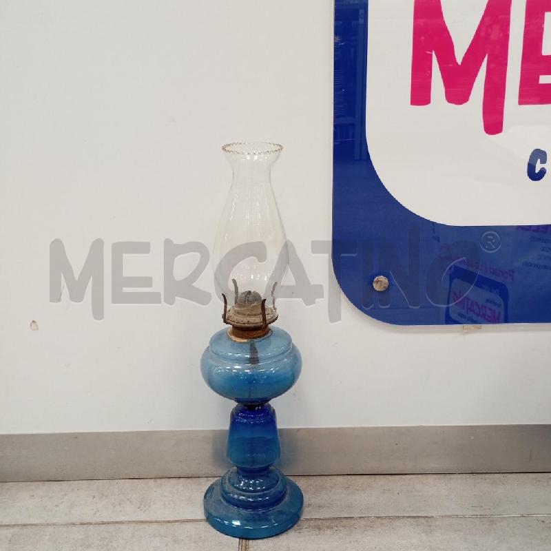 LAMPADA OLIO VETRO BLU LIBERTY | Mercatino dell'Usato Roma viale tirreno 1