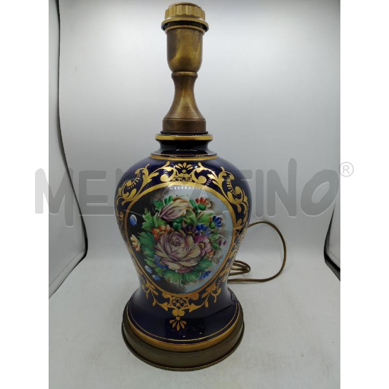 LAMPADA PORCELLANA BLU DIP FIORI DEC ORO | Mercatino dell'Usato Roma viale tirreno 1