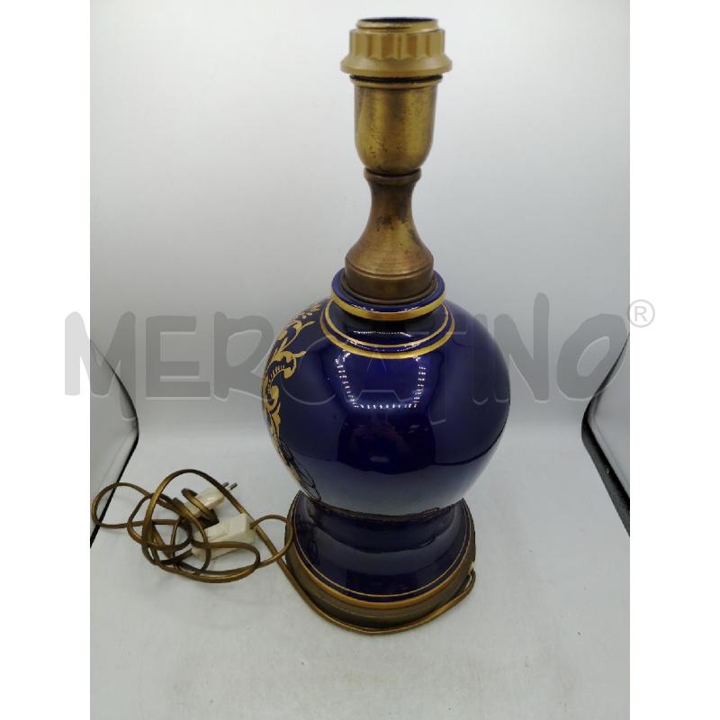 LAMPADA PORCELLANA BLU DIP FIORI DEC ORO | Mercatino dell'Usato Roma viale tirreno 3