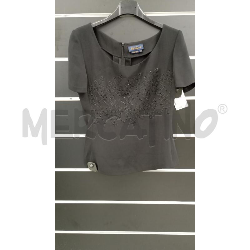 MAGLIA D LUISA SPAGNOLI  100%SETA NERO CON APPLICAZIONI | Mercatino dell'Usato Roma viale tirreno 1