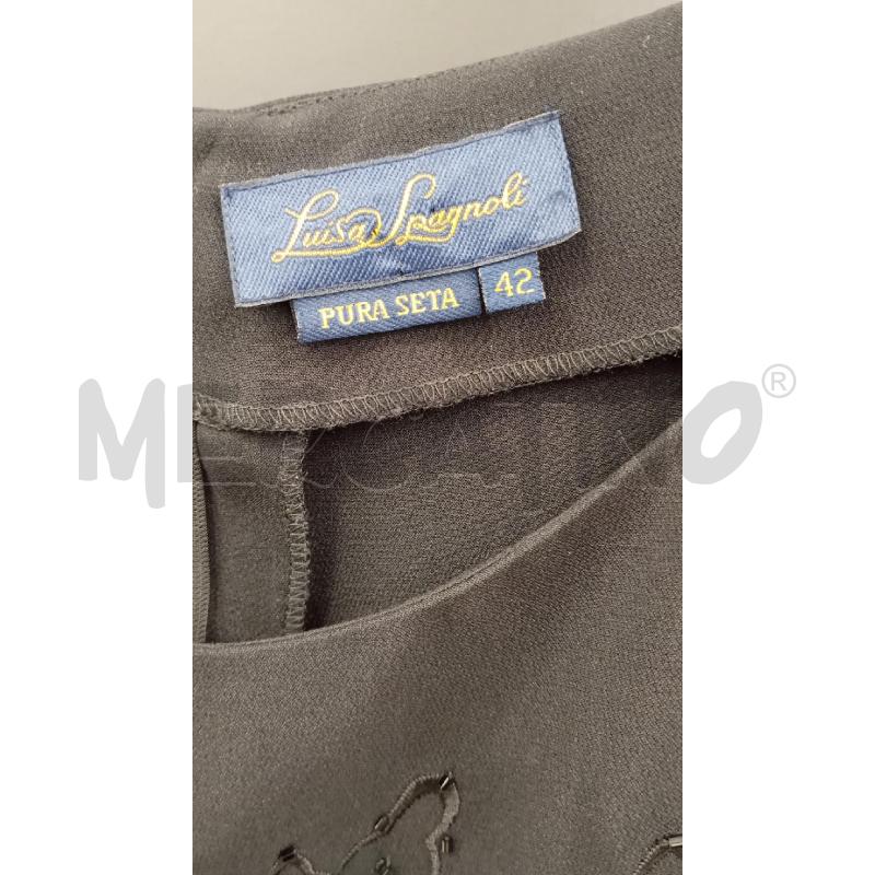MAGLIA D LUISA SPAGNOLI  100%SETA NERO CON APPLICAZIONI | Mercatino dell'Usato Roma viale tirreno 3