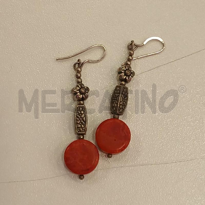 ORECCHINI ARGENTATO PIETRA ROSSO | Mercatino dell'Usato Roma viale tirreno 1