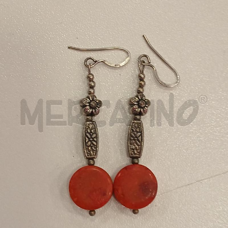 ORECCHINI ARGENTATO PIETRA ROSSO | Mercatino dell'Usato Roma viale tirreno 2