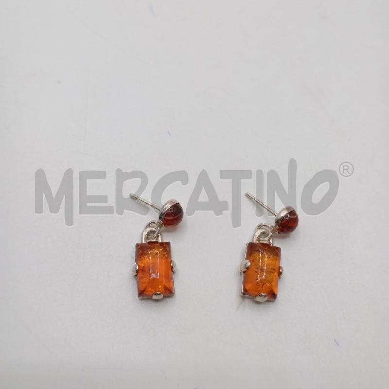 ORECCHINI MET TONDO RETT AMBRA  | Mercatino dell'Usato Roma viale tirreno 1