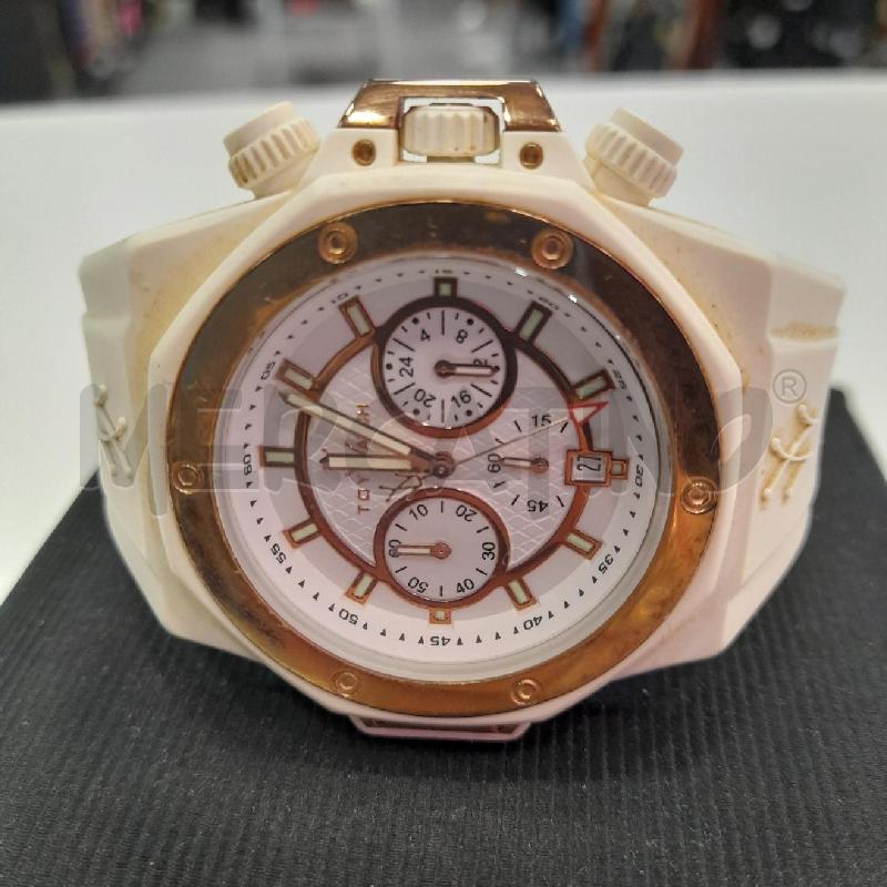 OROLOGIO TOT ATCH CINTURINO GOMMA QUADR BIA ORO | Mercatino dell'Usato Roma viale tirreno 4