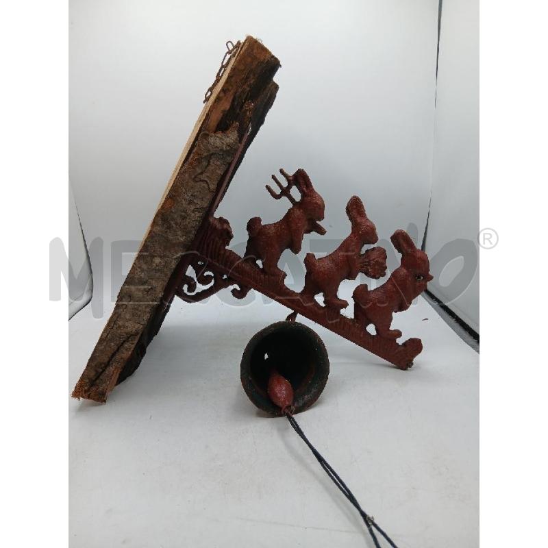 PLACCA LEGNO DA PARETE MET CONIGLIETTI CAMPANA | Mercatino dell'Usato Roma viale tirreno 1