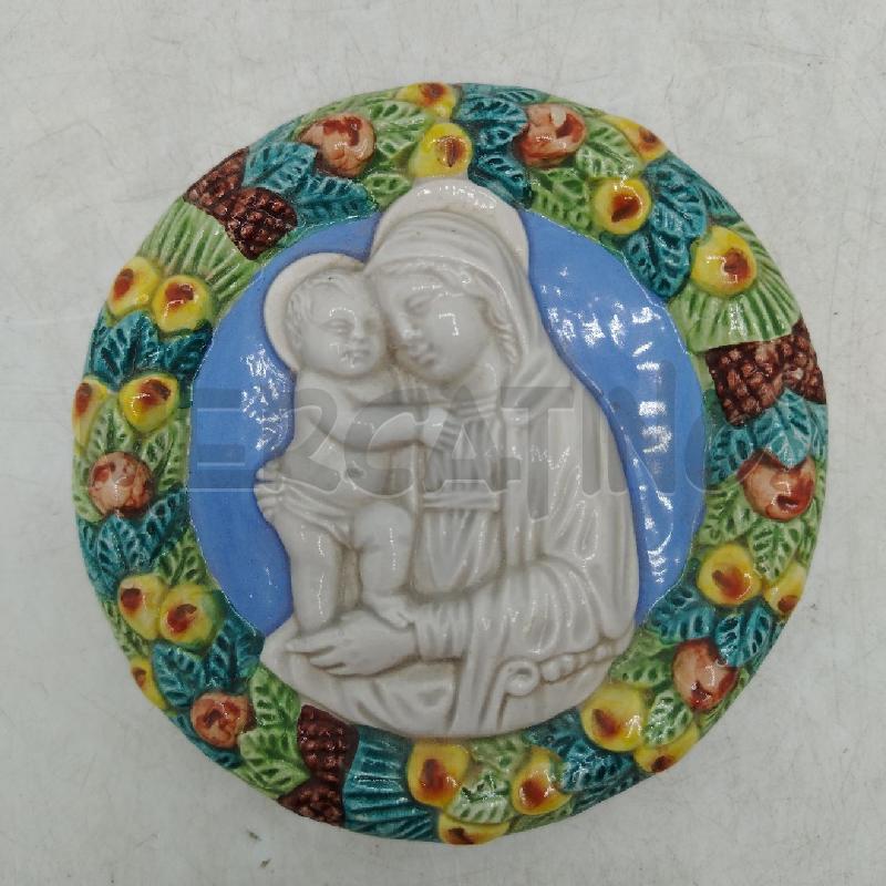 PLACCA TONDA MAIOLICA DERUTA NADONNA | Mercatino dell'Usato Roma viale tirreno 2