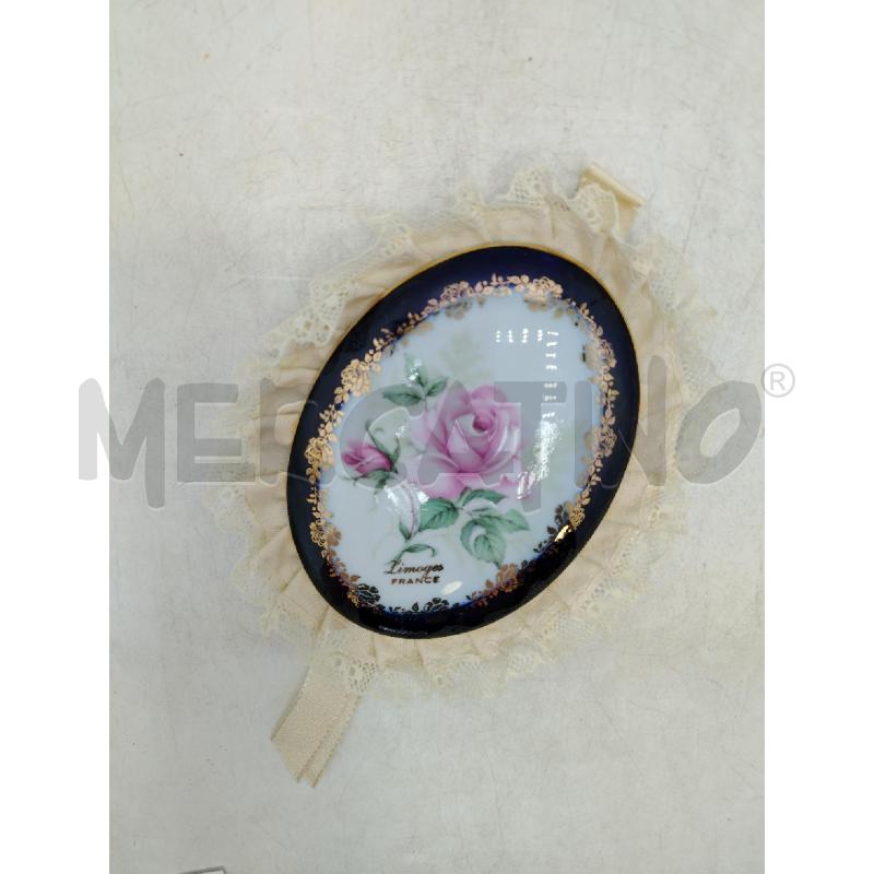 PLACCHETTA LIMOGES OVALE FIORE ROSA | Mercatino dell'Usato Roma viale tirreno 1