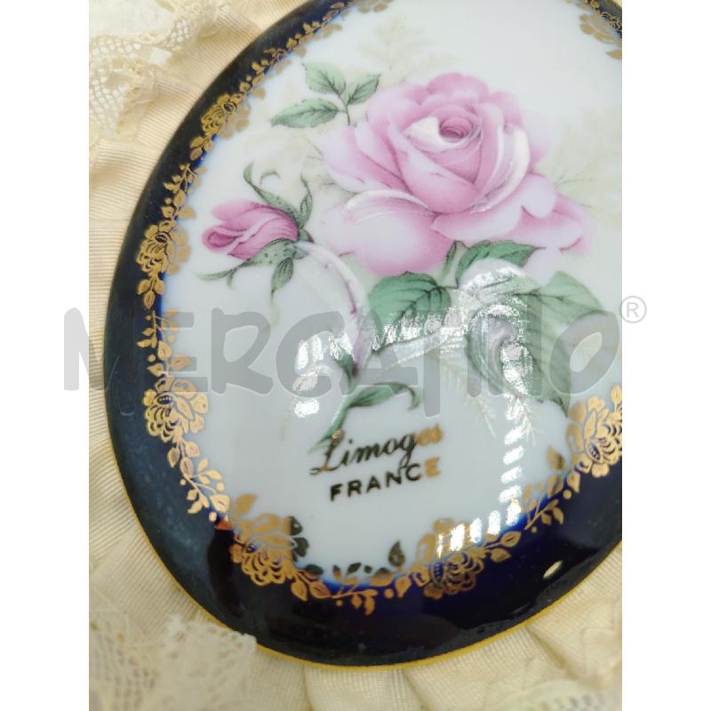 PLACCHETTA LIMOGES OVALE FIORE ROSA | Mercatino dell'Usato Roma viale tirreno 2