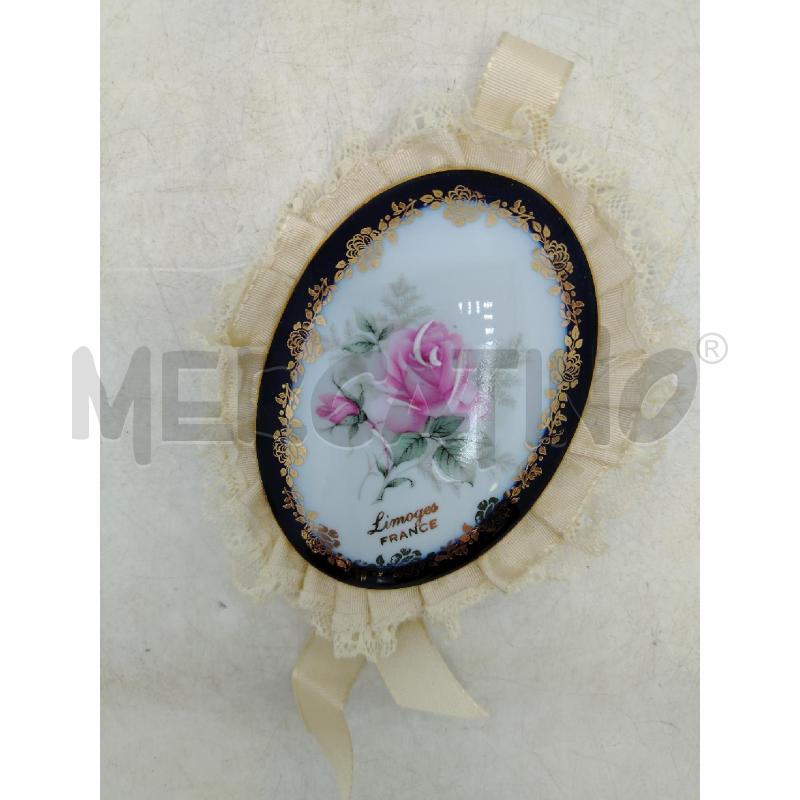 PLACCHETTA OVALE LIMOGES DEC FIORE ROSA | Mercatino dell'Usato Roma viale tirreno 1