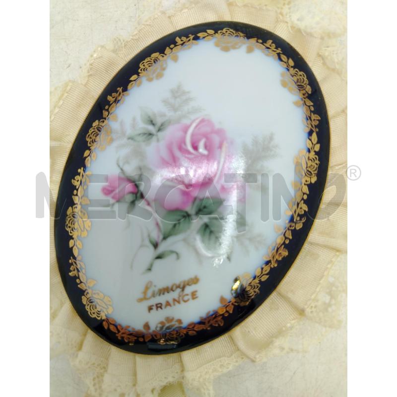 PLACCHETTA OVALE LIMOGES DEC FIORE ROSA | Mercatino dell'Usato Roma viale tirreno 2