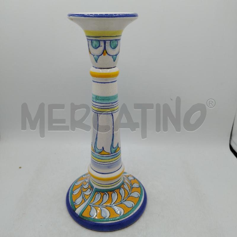 PORTACANDELA DERUTA DEC AZZURRO NARANCIONE | Mercatino dell'Usato Roma viale tirreno 1