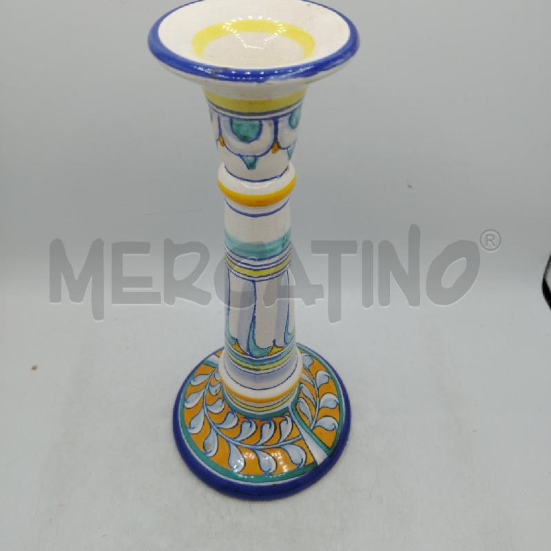 PORTACANDELA DERUTA DEC AZZURRO NARANCIONE | Mercatino dell'Usato Roma viale tirreno 2