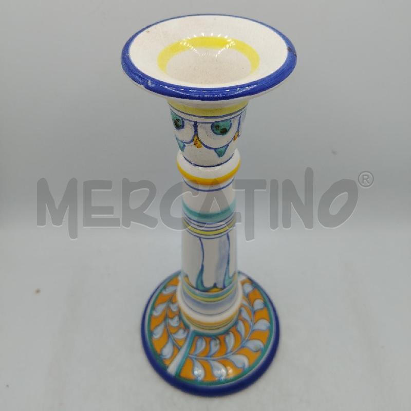 PORTACANDELA DERUTA DEC AZZURRO NARANCIONE | Mercatino dell'Usato Roma viale tirreno 3